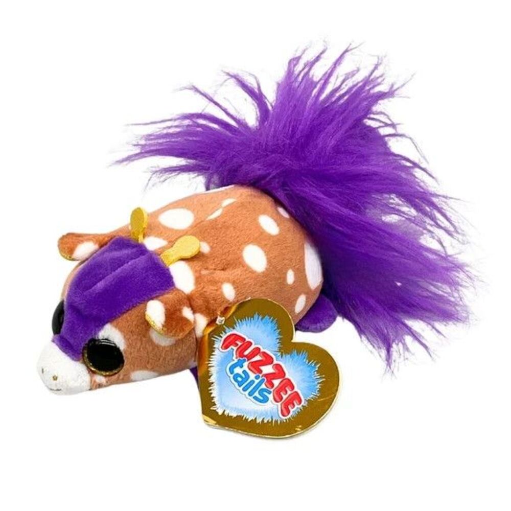 Fuzzee Tails Sahara The Giraffe White Purple 6" Plush Stuffed Animal Toy Soft